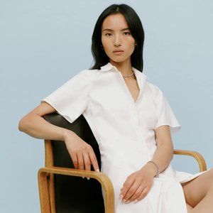 Reformation White Button Up Collared Dasha Dress 4